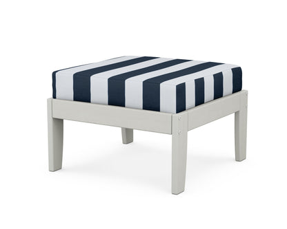 Unbranded Modular Ottoman - Classic in Vintage White / Cabana Stripe Marine Indigo