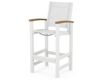 POLYWOOD® Coastal Bar Chair in White / Natural / White Sling