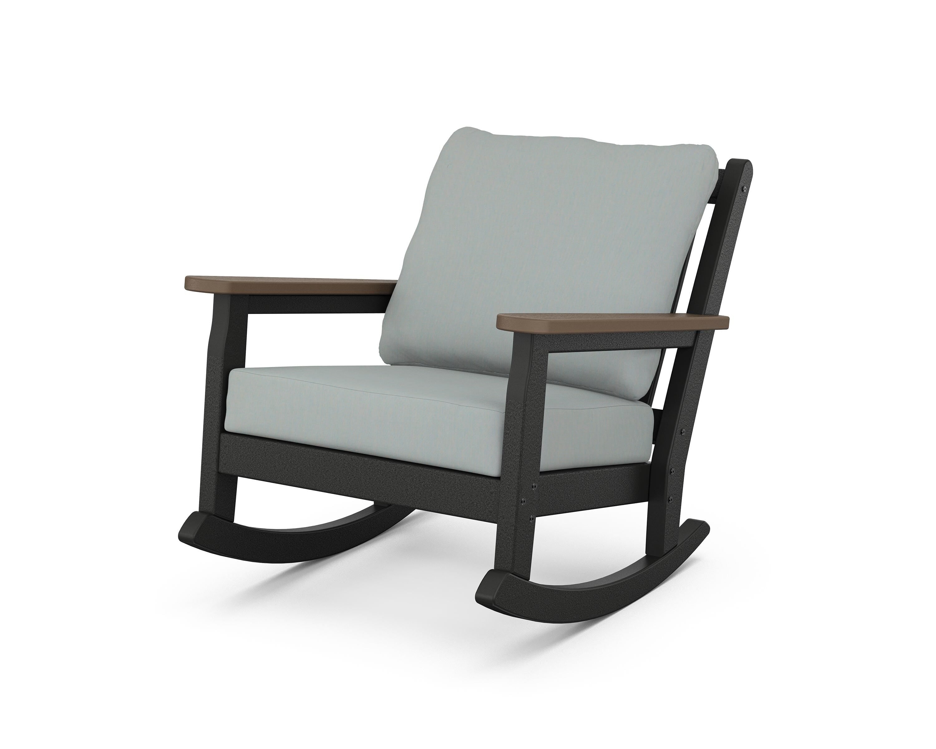 POLYWOOD® Chippendale Deep Seating Rocking Chair in Black / Kona / Spa
