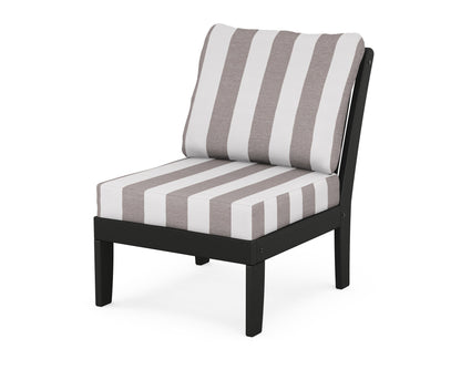 POLYWOOD® Braxton Modular Armless Chair in Black / Cabana Stripe Grey Mist