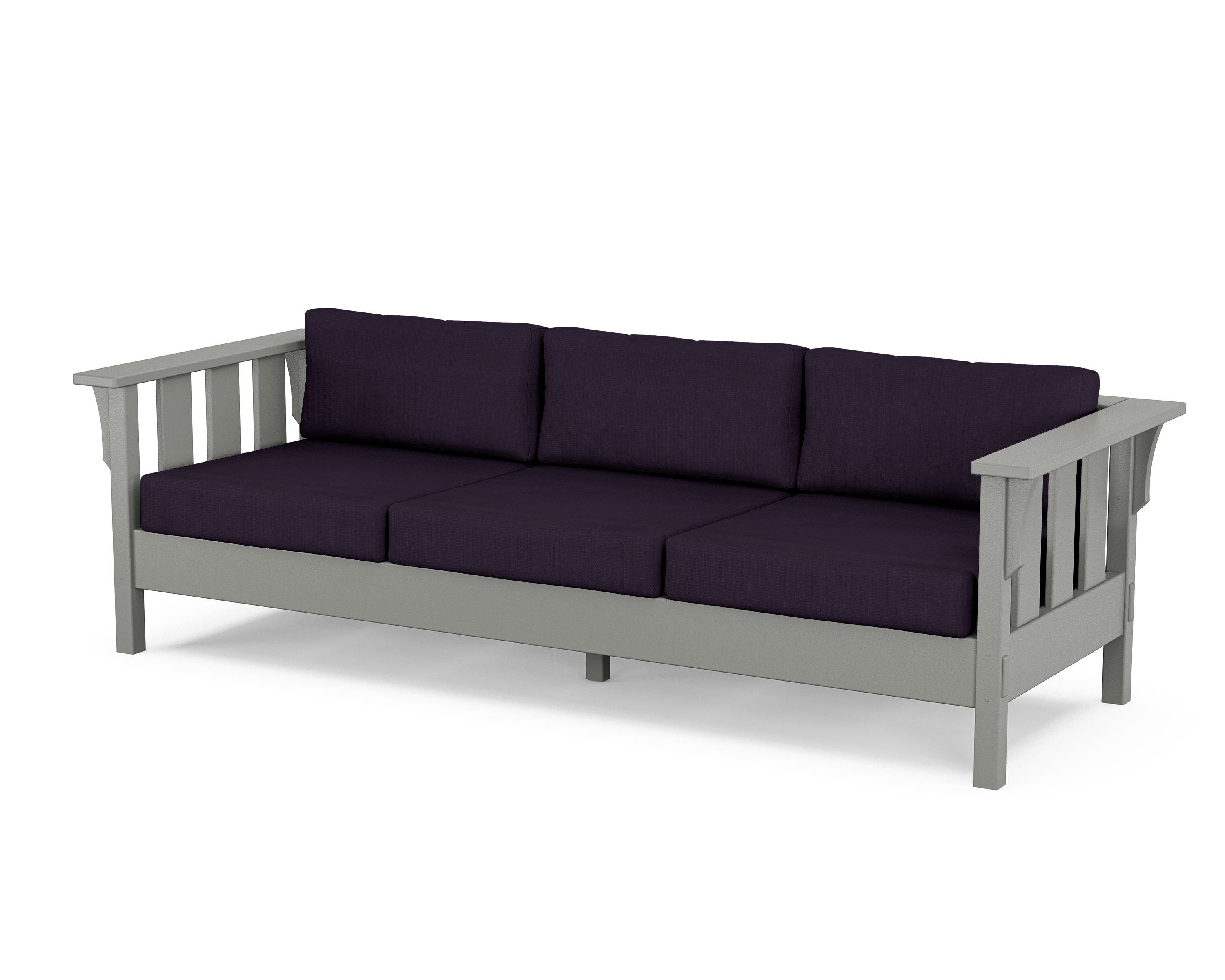 Martha Stewart by POLYWOOD® Acadia Deep Seating Sofa in Slate Grey / Navy Linen