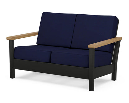 POLYWOOD® Harbour Deep Seating Loveseat in Black / Natural / Navy
