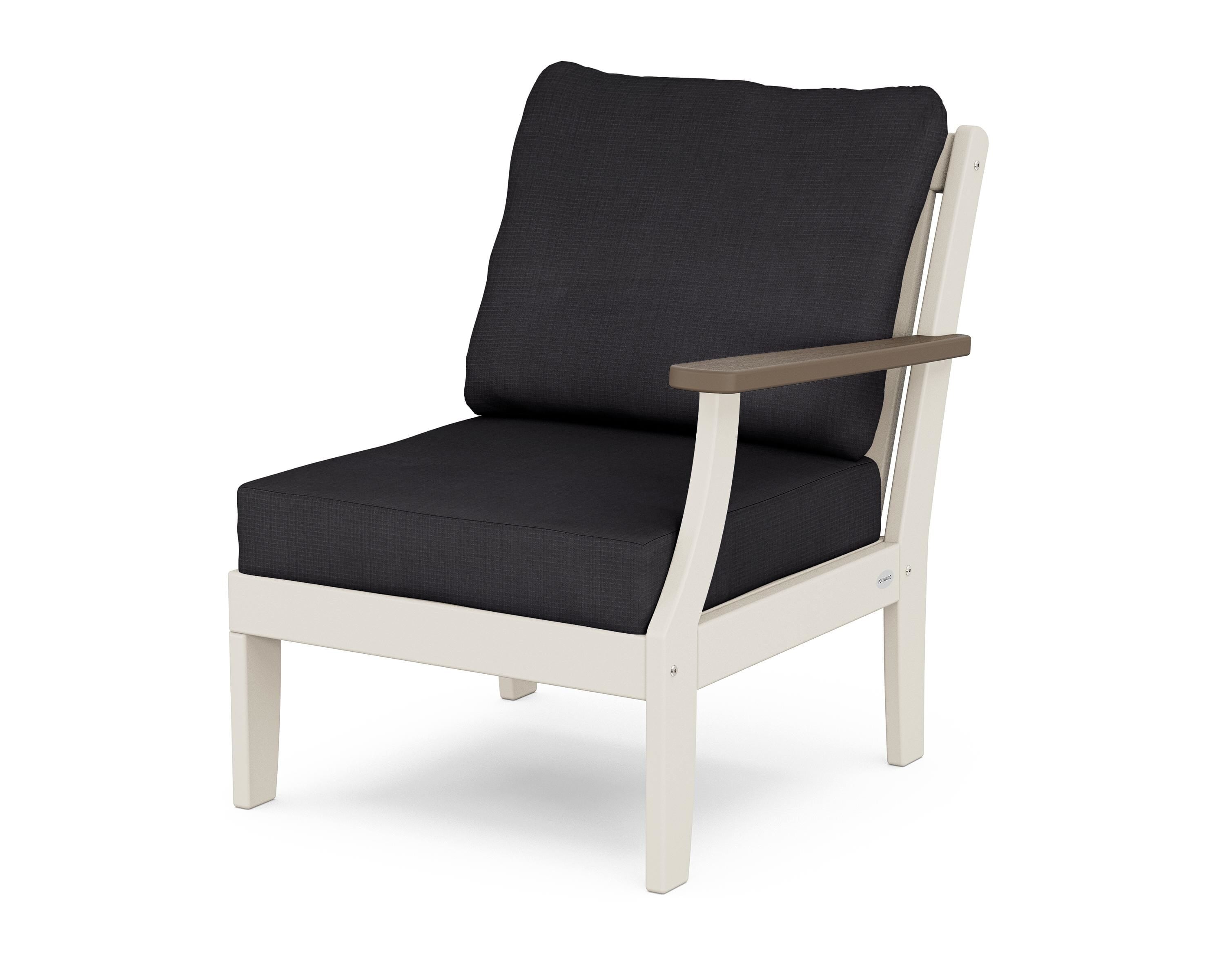 POLYWOOD® Braxton Modular Right Arm Chair in Sand / Kona / Midnight Linen
