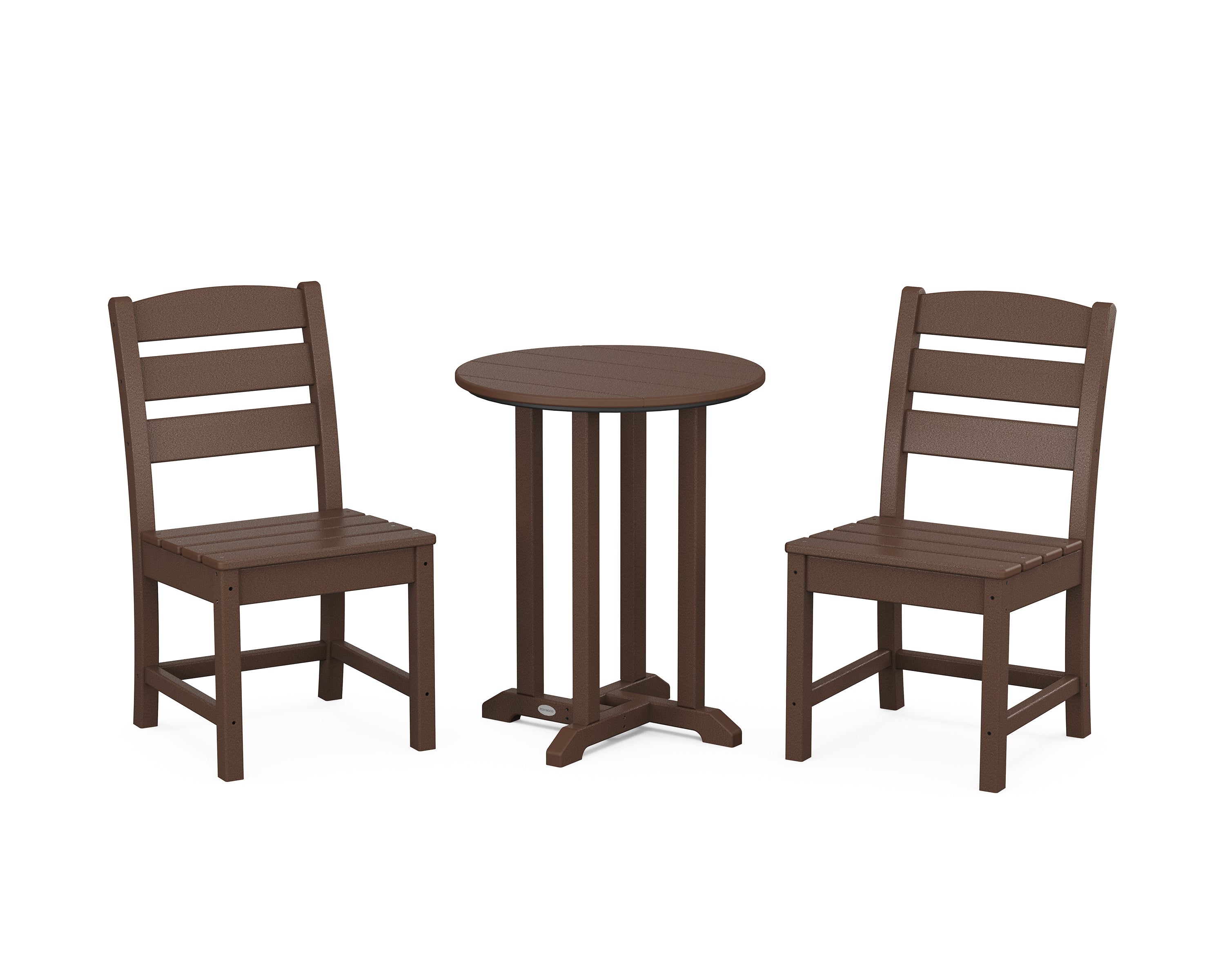 POLYWOOD® Lakeside Side Chair 3-Piece Round Bistro Dining Set in Mahogany