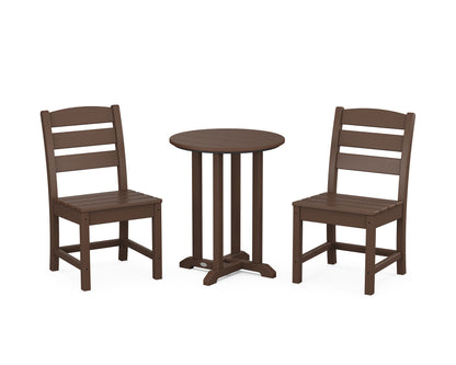 POLYWOOD® Lakeside Side Chair 3-Piece Round Bistro Dining Set in Mahogany