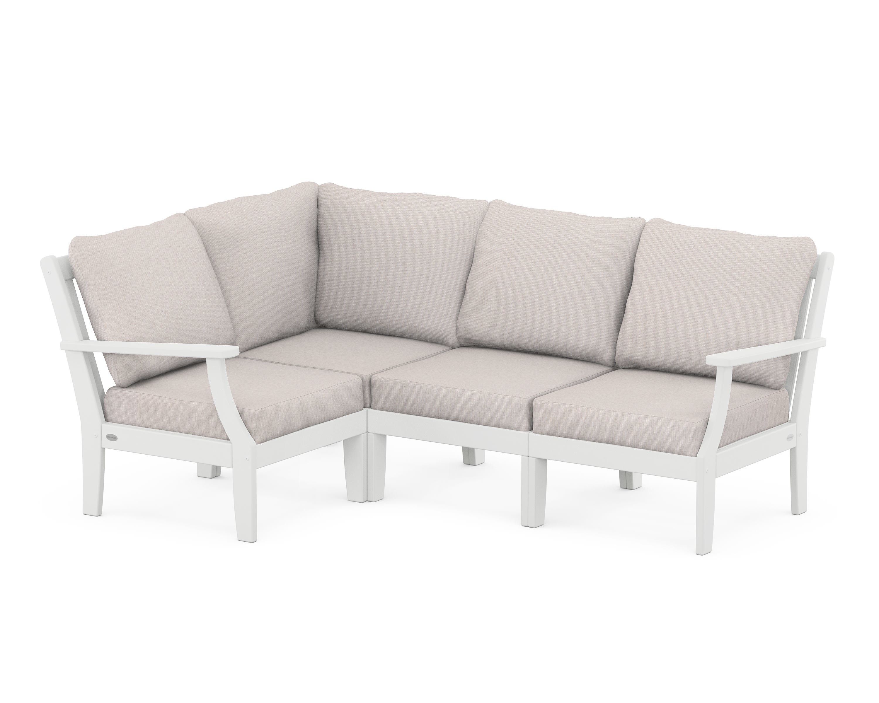 POLYWOOD® Braxton Modular 4-Piece Deep Seating Set in White / Dune Burlap
