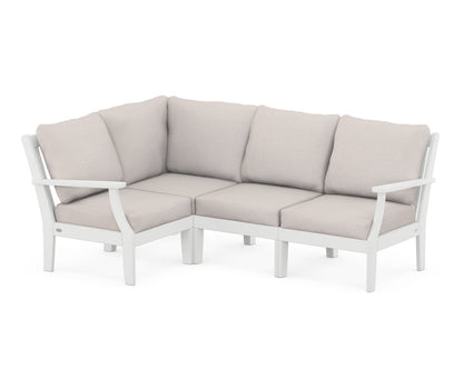 POLYWOOD® Braxton Modular 4-Piece Deep Seating Set in White / Dune Burlap