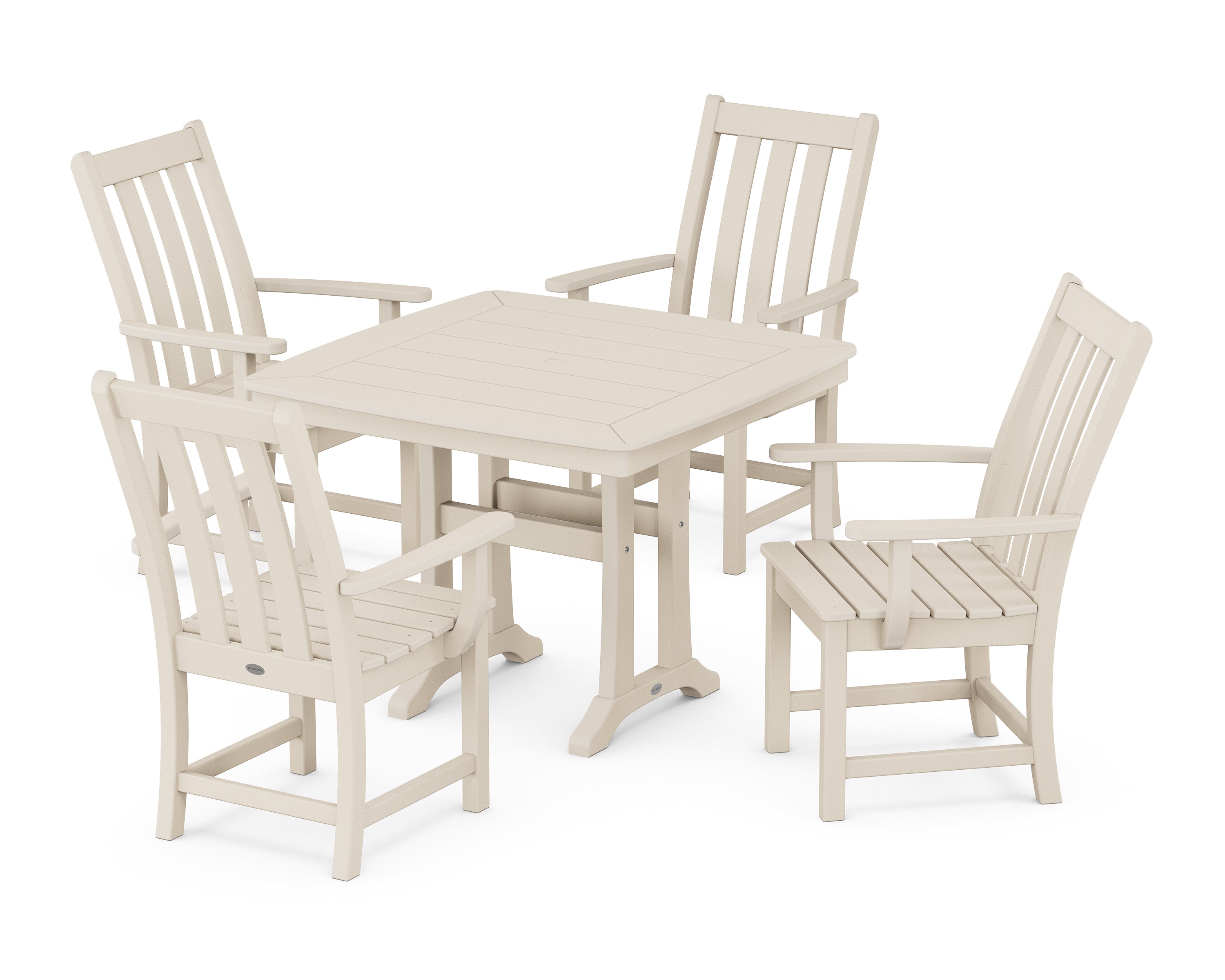 POLYWOOD® Vineyard 5-Piece Dining Set with Trestle Legs in Sand