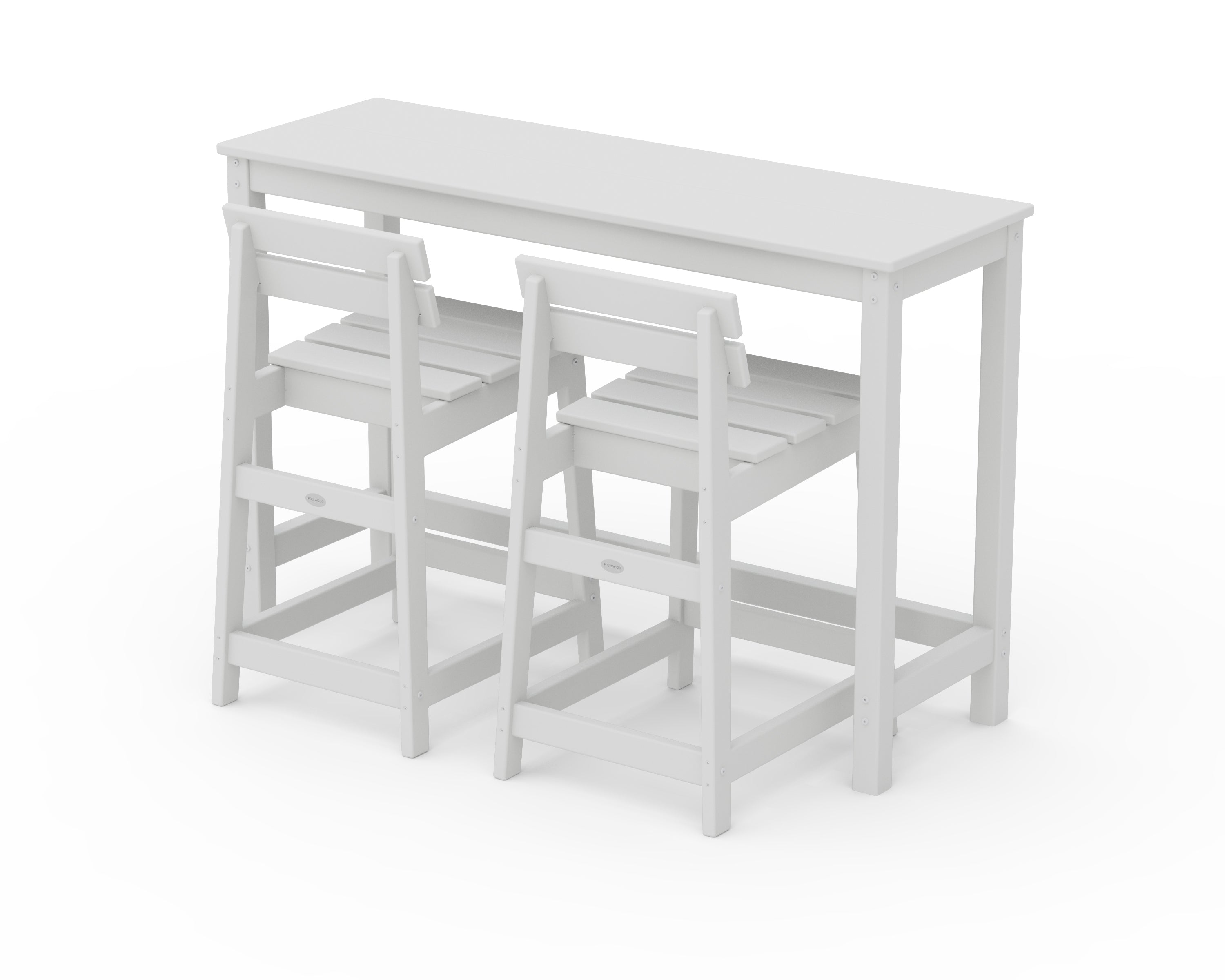 POLYWOOD® Modern Studio Plaza Lowback Counter Chair 3-Piece Balcony Set in White