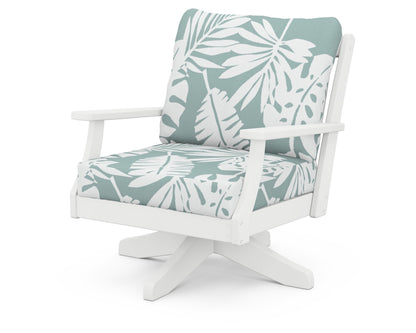 POLYWOOD® Braxton Deep Seating Swivel Chair in White / Leaf Glacier Spa
