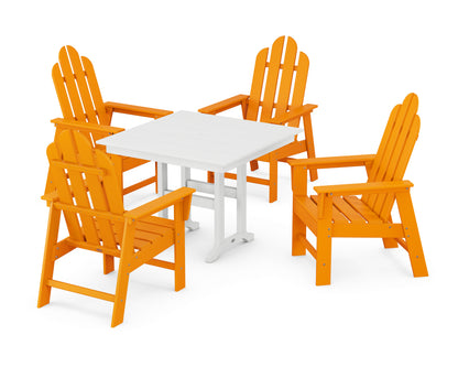 POLYWOOD® Long Island 5-Piece Farmhouse Dining Set in Tangerine / White