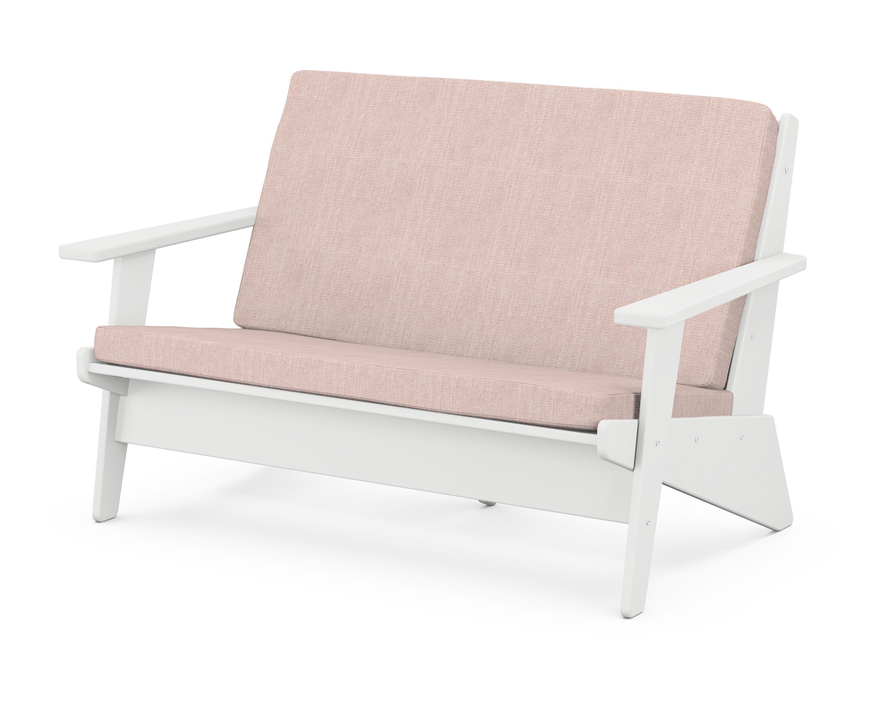 POLYWOOD® Riviera Modern Lounge Loveseat in White / Play Cameo