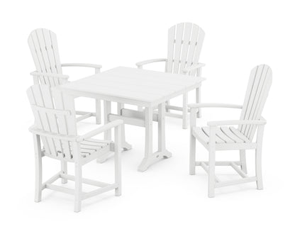 POLYWOOD® Palm Coast 5-Piece Farmhouse Dining Set With Trestle Legs in White