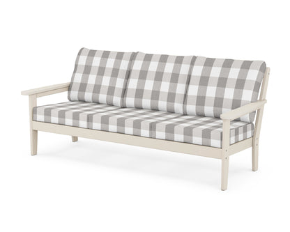 Country Living Cottage Deep Seating Sofa in Sand / Buffalo Plaid Grey Mist