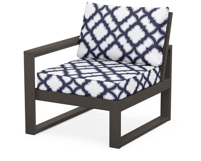 POLYWOOD® EDGE Modular Left Arm Chair in Vintage Coffee / Trellis Navy