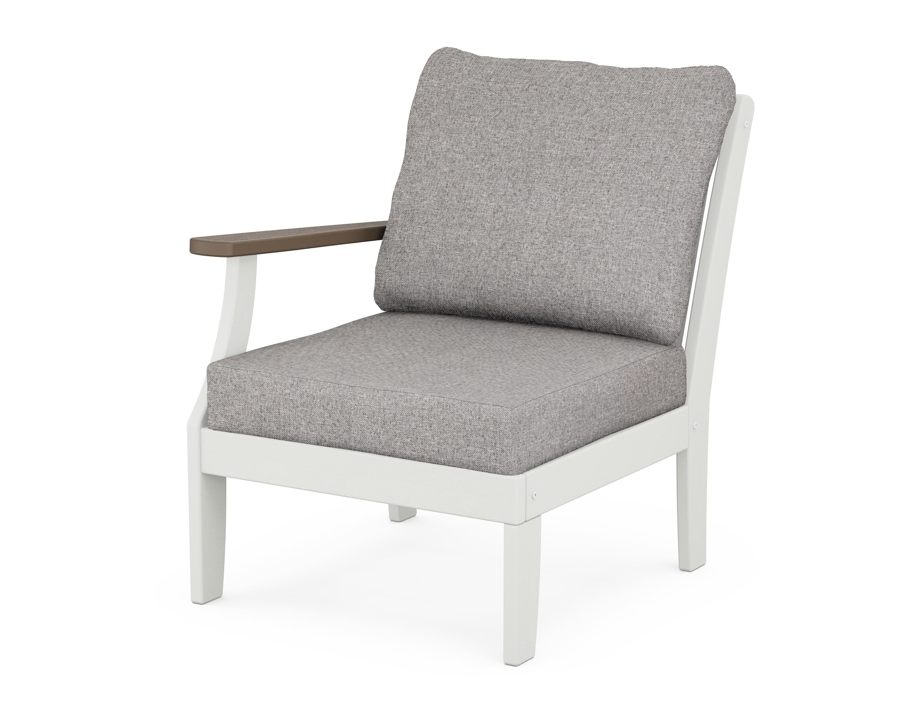 POLYWOOD® Braxton Modular Left Arm Chair in White / Kona / Grey Mist