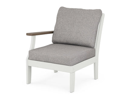 POLYWOOD® Braxton Modular Left Arm Chair in White / Kona / Grey Mist