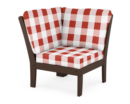 POLYWOOD® Braxton Modular Corner Chair in Mahogany / Buffalo Plaid Crimson
