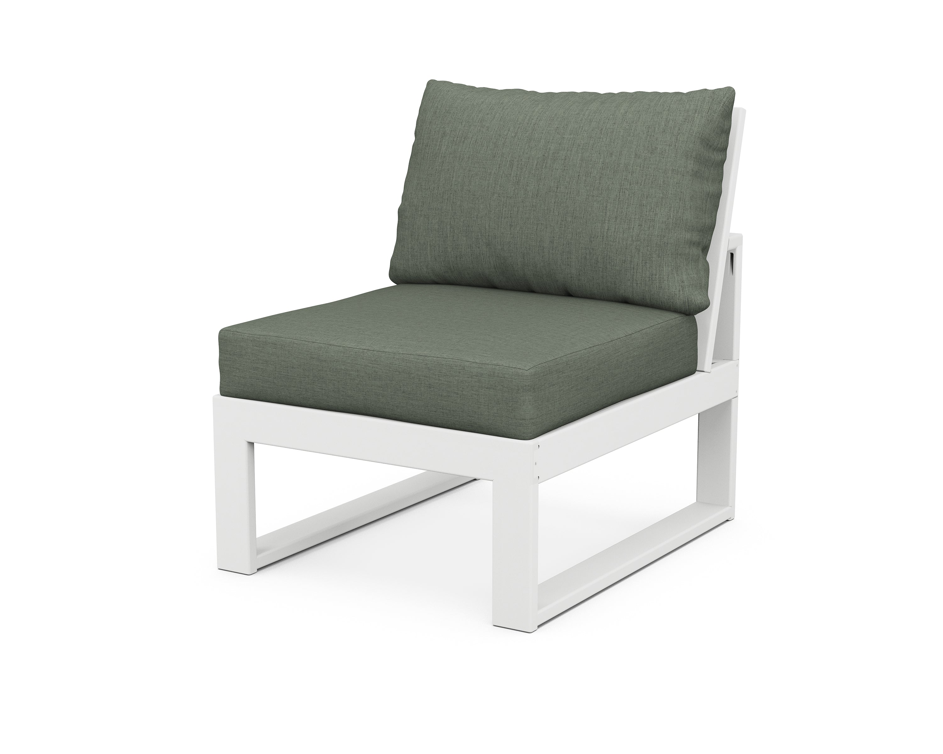 Unbranded Modular Armless Chair in White / Cast Sage