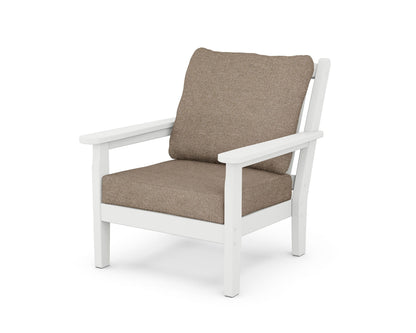 POLYWOOD® Chippendale Deep Seating Chair in White / Spiced Burlap