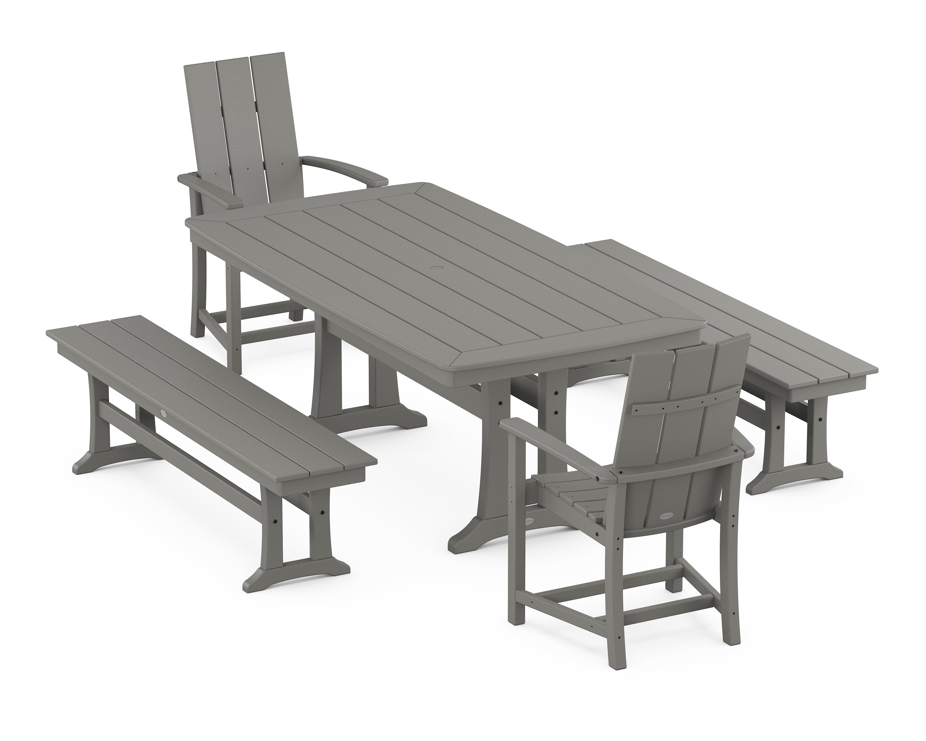 POLYWOOD® Modern Adirondack 5-Piece Dining Set with Trestle Legs in Slate Grey