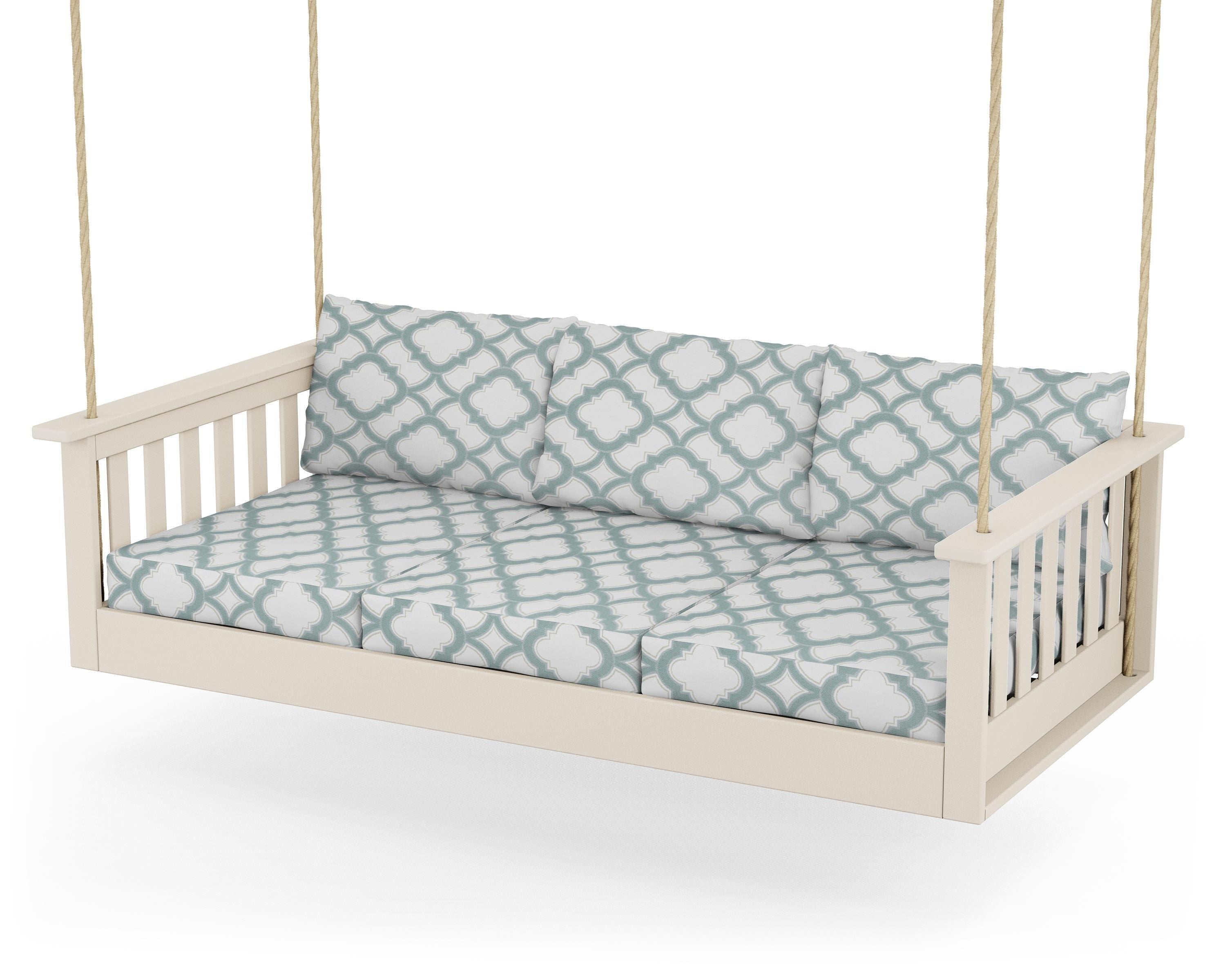 POLYWOOD® Vineyard Daybed Swing in Sand / Trellis Glacier Spa