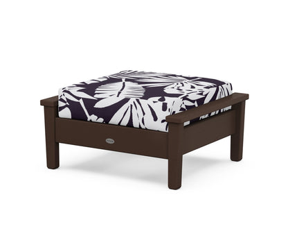POLYWOOD® Prescott Deep Seating Ottoman in Mahogany / Leaf Navy