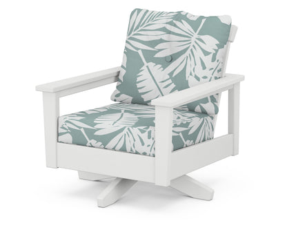 POLYWOOD® Prescott Deep Seating Swivel Chair in White / Leaf Glacier Spa