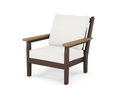 POLYWOOD® Chippendale Deep Seating Chair in Mahogany / Natural / Natural Linen