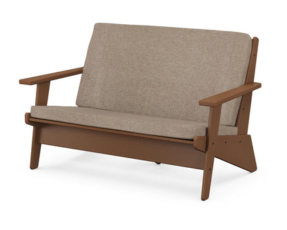 POLYWOOD® Riviera Modern Lounge Loveseat in Teak / Spiced Burlap