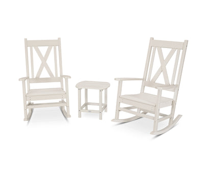 POLYWOOD® Braxton 3-Piece Porch Rocking Chair Set in Sand