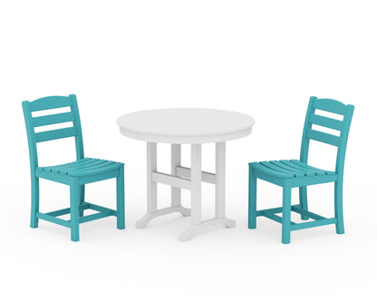 POLYWOOD® La Casa Café Side Chair 3-Piece Round Dining Set in Aruba / White
