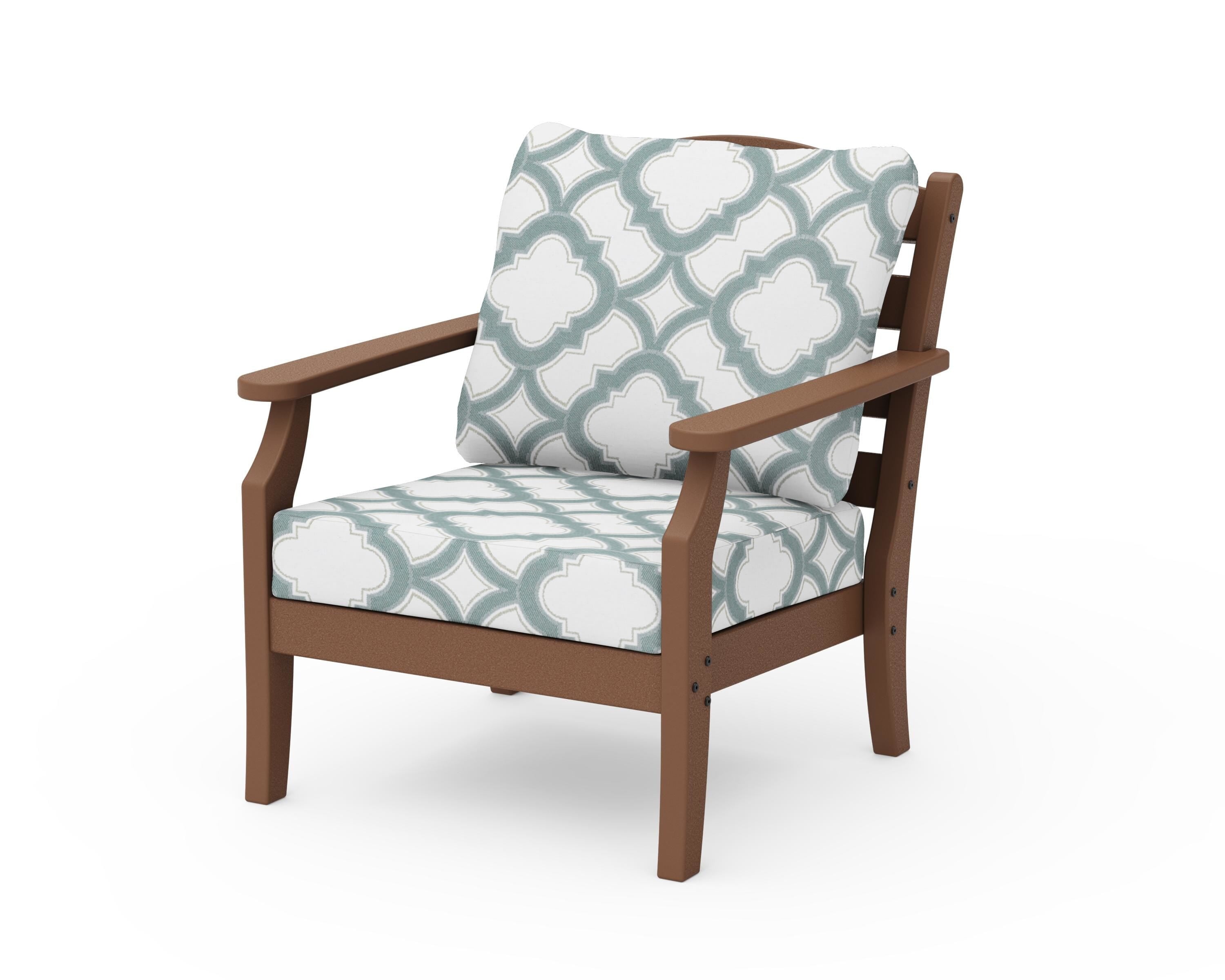 Draper James™ by  POLYWOOD® Savannah Deep Seating Chair in Teak / Trellis Glacier Spa