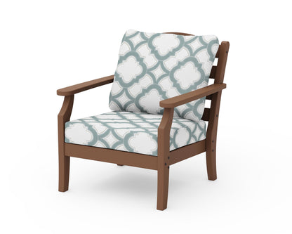 Draper James™ by  POLYWOOD® Savannah Deep Seating Chair in Teak / Trellis Glacier Spa