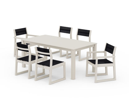 POLYWOOD® EDGE Sling 7-Piece Parsons Dining Set in Sand / Black Sling