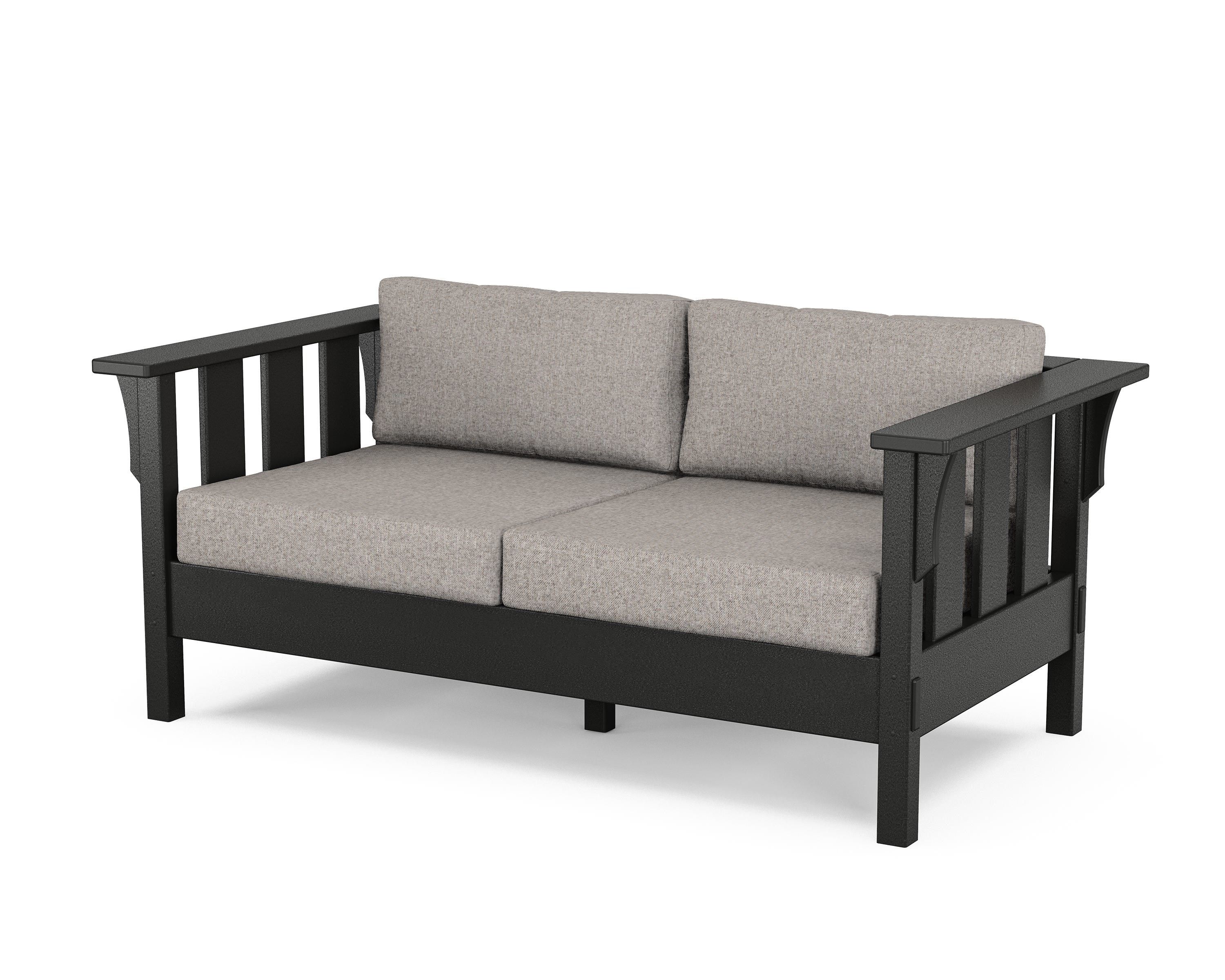 Martha Stewart by POLYWOOD® Acadia Deep Seating Loveseat in Black / Weathered Tweed