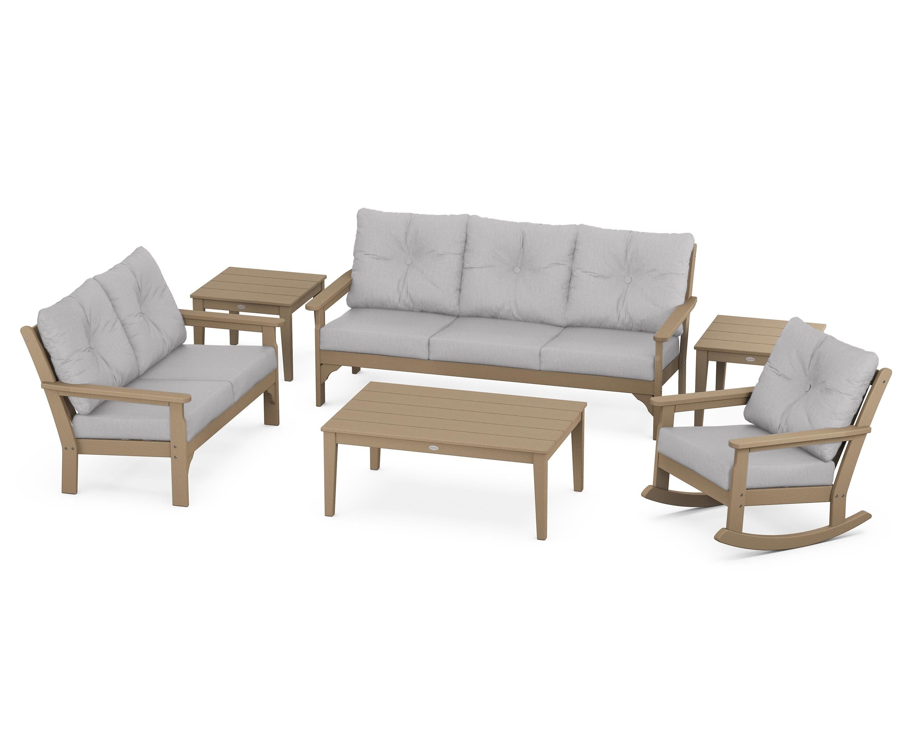POLYWOOD® Vineyard 6-Piece Deep Seating Set in Vintage Sahara / Granite