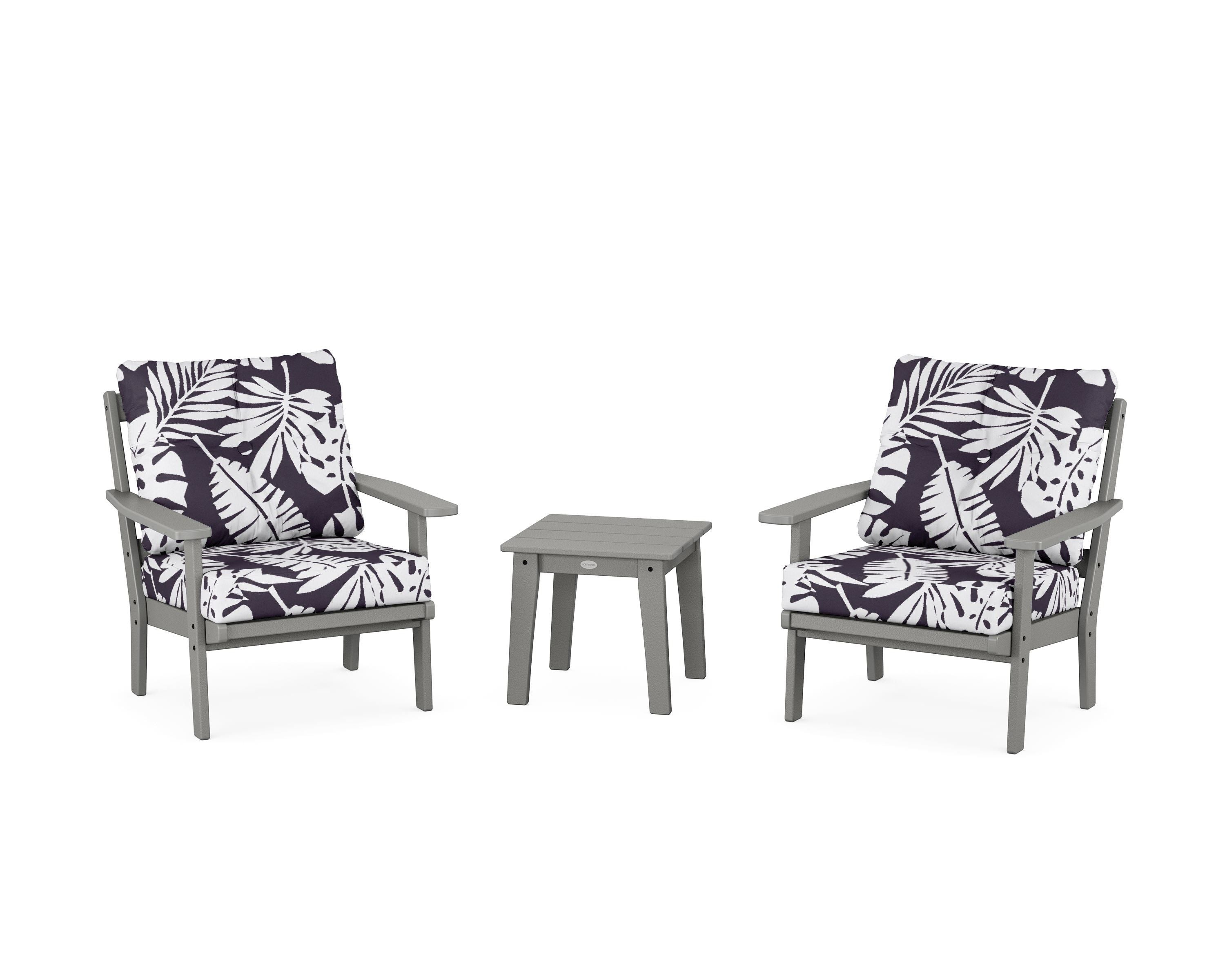 POLYWOOD® Prairie 3-Piece Deep Seating Set in Slate Grey / Leaf Navy