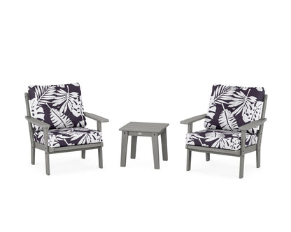 POLYWOOD® Prairie 3-Piece Deep Seating Set in Slate Grey / Leaf Navy