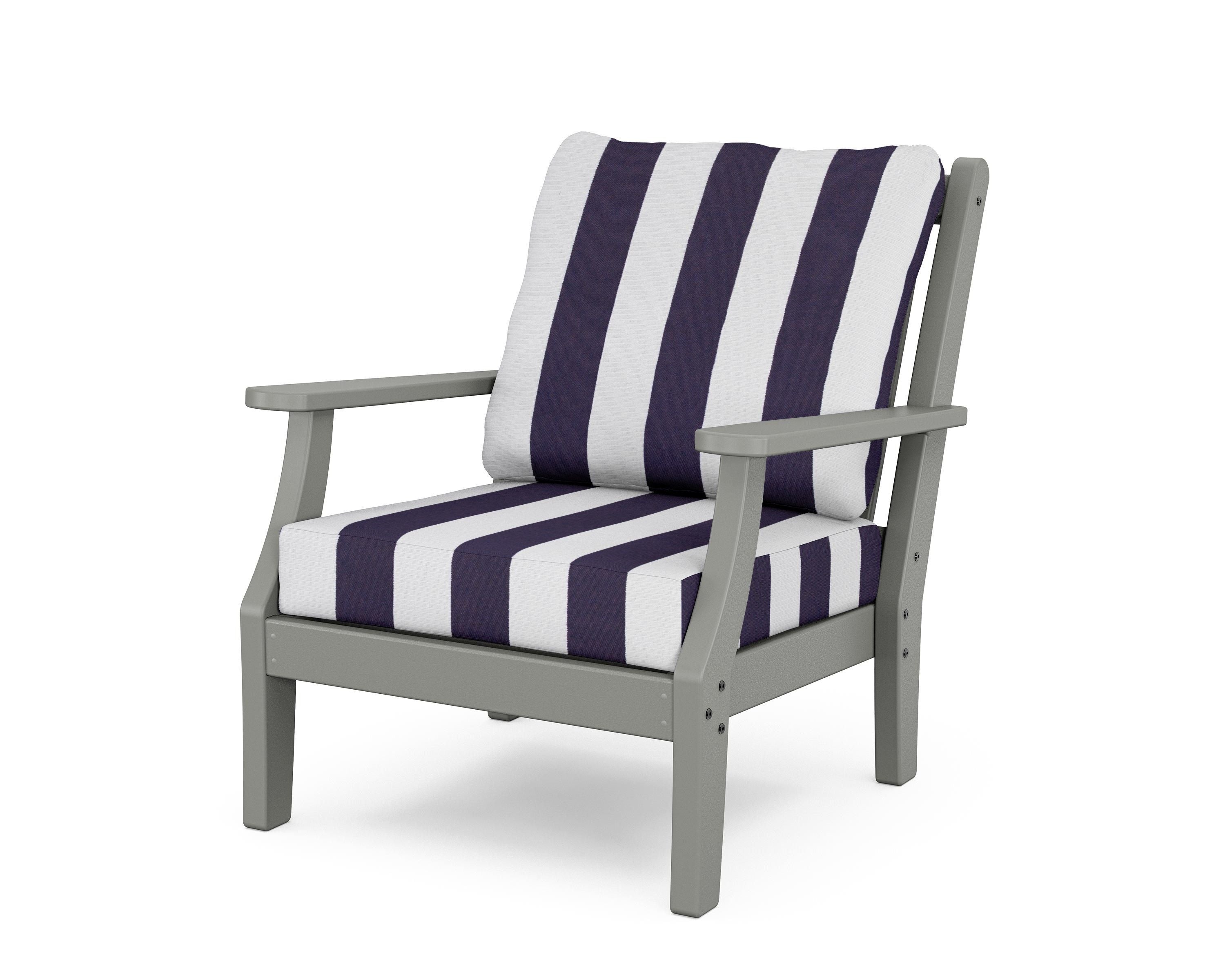 Country Living Wovendale Deep Seating Chair in Slate Grey / Cabana Stripe Navy