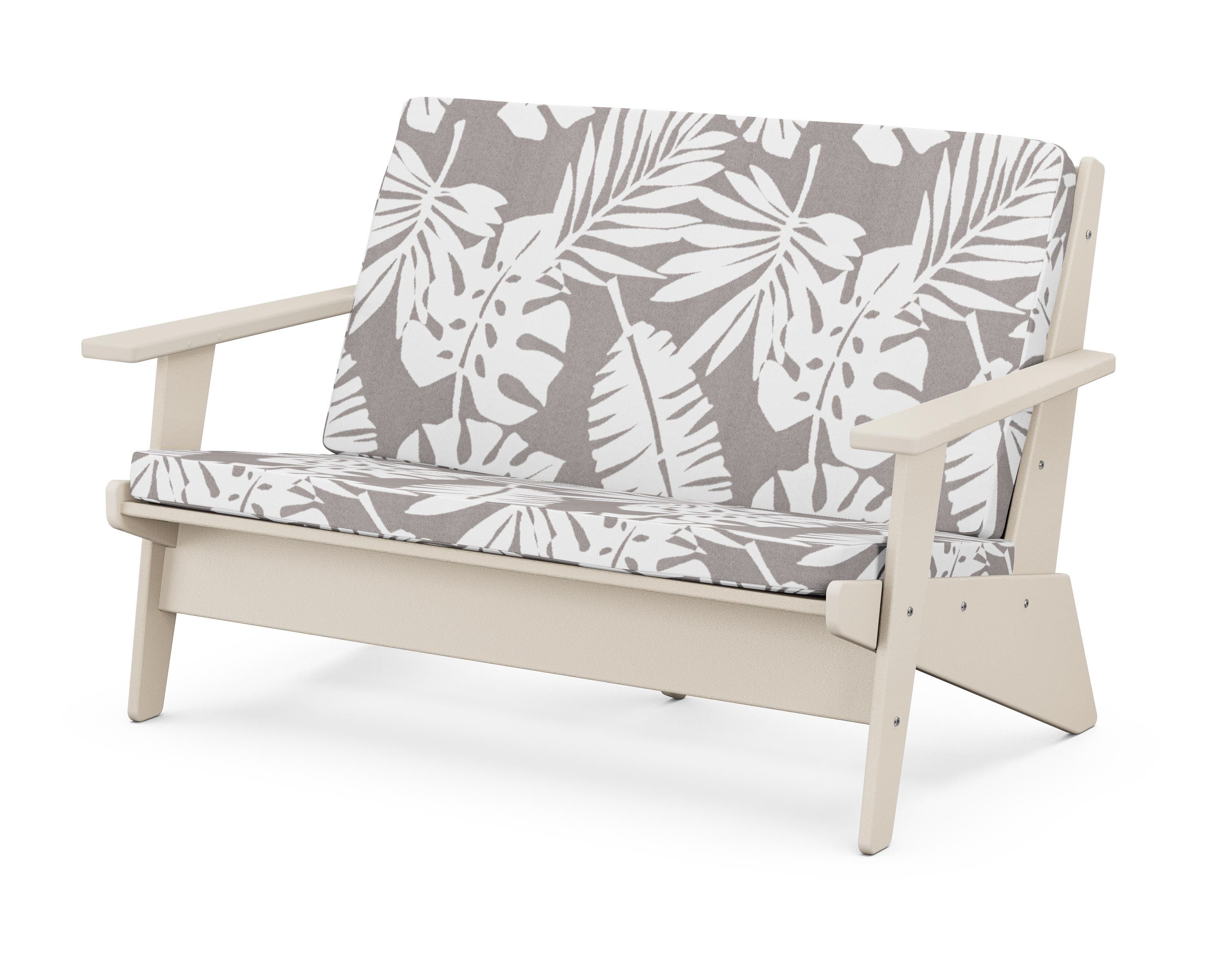 POLYWOOD® Riviera Modern Lounge Loveseat in Sand / Leaf Grey Mist