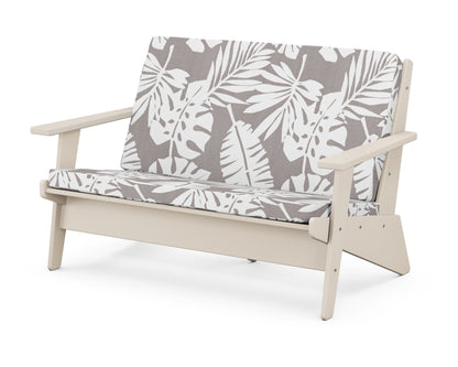 POLYWOOD® Riviera Modern Lounge Loveseat in Sand / Leaf Grey Mist