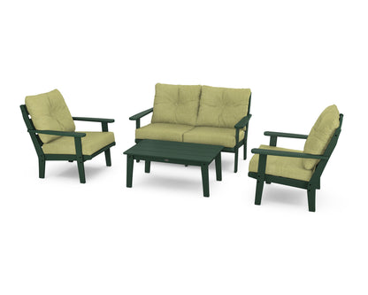 POLYWOOD® Lakeside 4-Piece Deep Seating Set in Green / Chartreuse Boucle