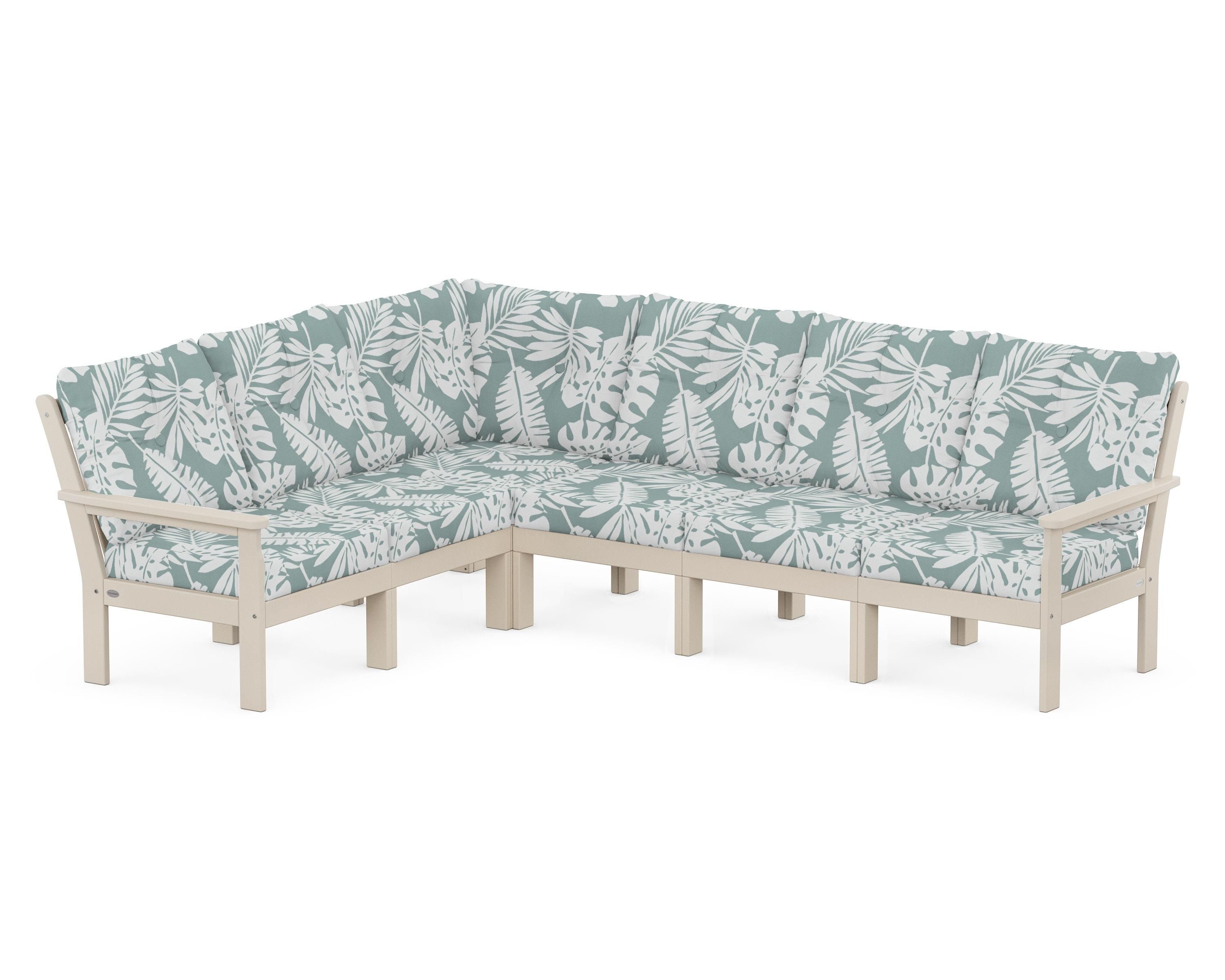 POLYWOOD® Vineyard 6-Piece Sectional in Sand / Leaf Glacier Spa