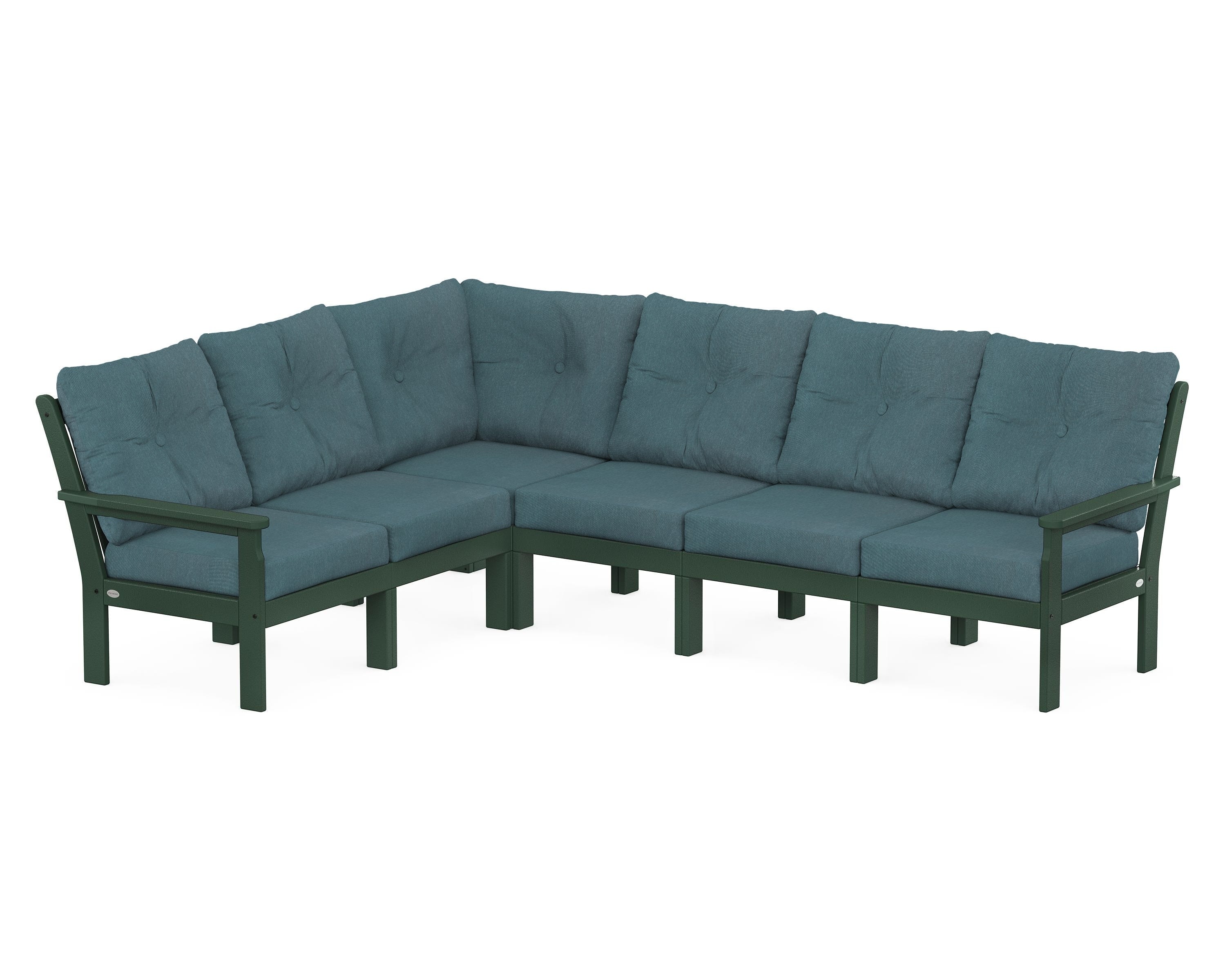 POLYWOOD® Vineyard 6-Piece Sectional in Green / Ocean Teal