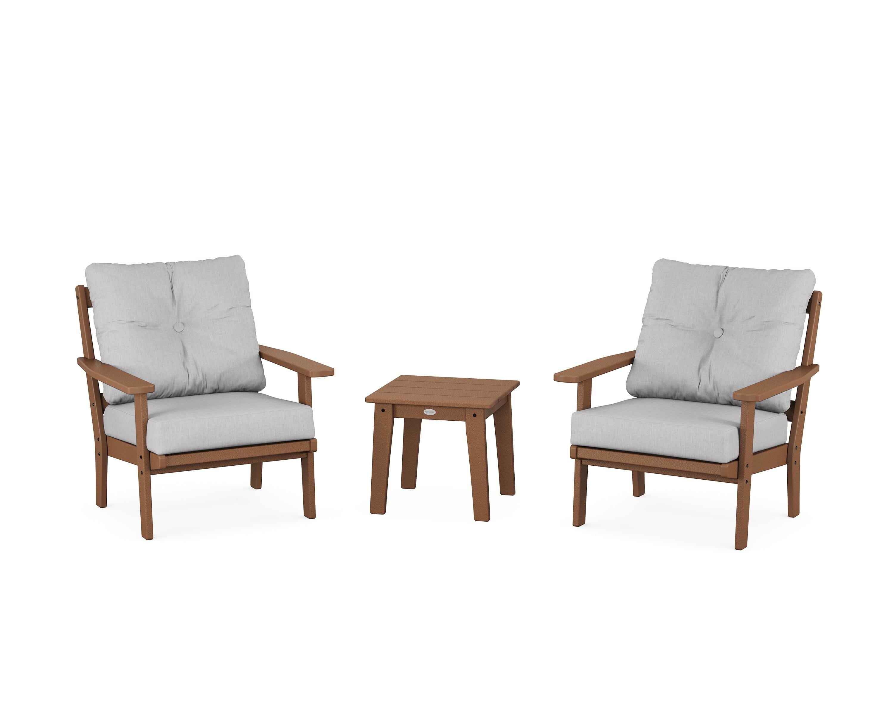 POLYWOOD® Prairie 3-Piece Deep Seating Set in Teak / Granite