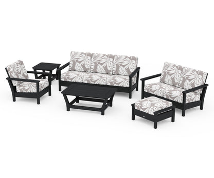 POLYWOOD® Harbour 6-Piece Outdoor Living Set in Black / Leaf Grey Mist