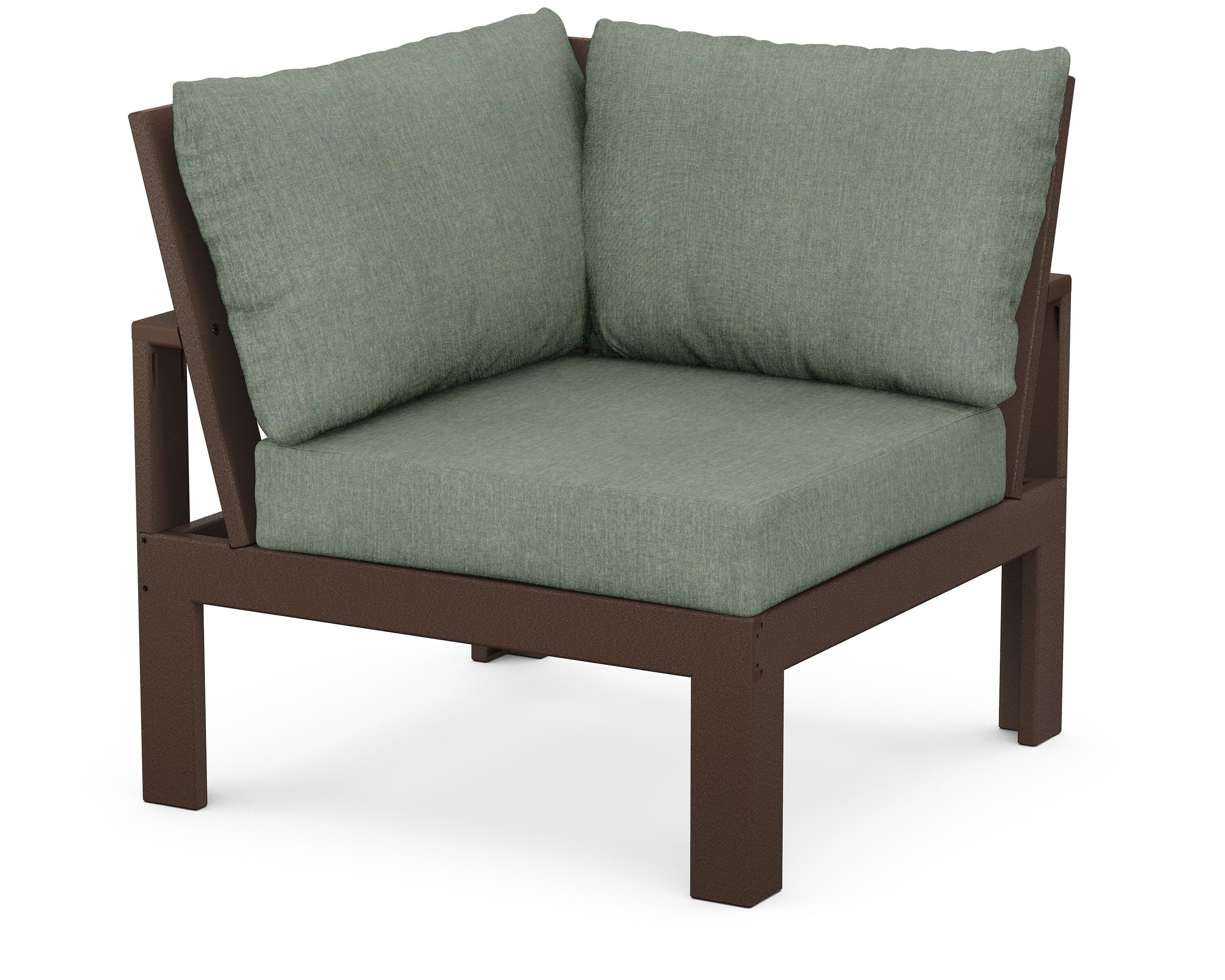 Unbranded Modular Corner Chair in Mahogany / Cast Sage
