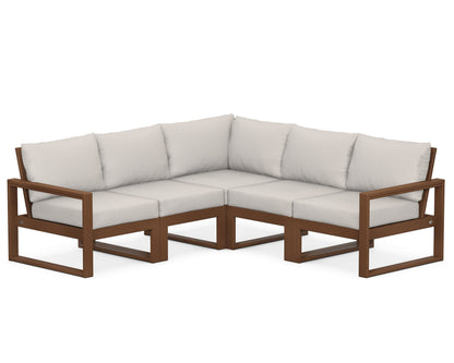 POLYWOOD® EDGE 5-Piece Modular Deep Seating Set in Teak / Cast Ash