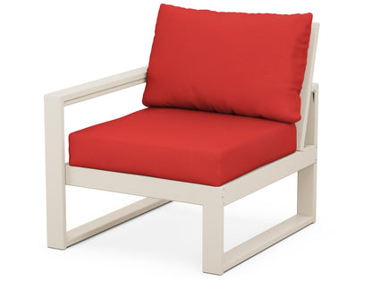 POLYWOOD® EDGE Modular Left Arm Chair in Sand / Crimson Linen
